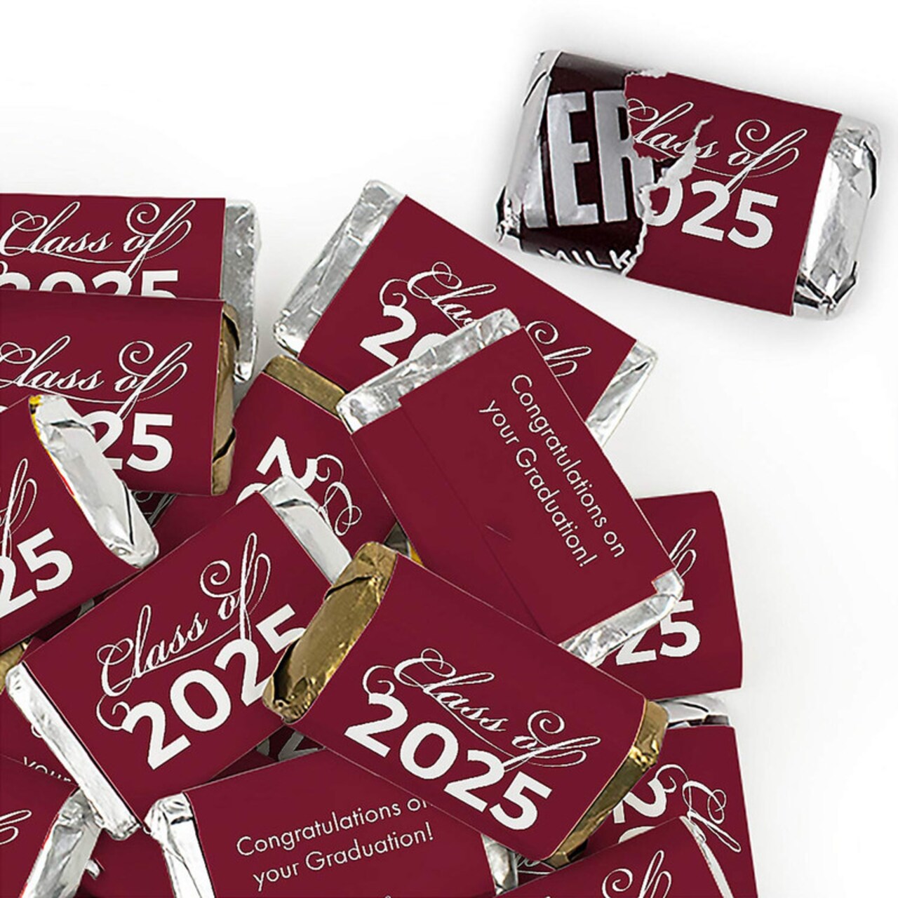 38 Pieces Maroon Graduation Candy Party Favors Class of 2025 Hershey's Miniatures